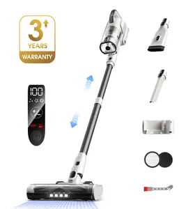 Cordless Stick Vacuum Cleaner, 50Kpa 600W Vacuums with 60 Mins Runtime, 2.5H Fast Charging, Self-Standing, LED Light, Touch Screen, Lightweight for Home, Pet Hair & Carpet Cleaning, White