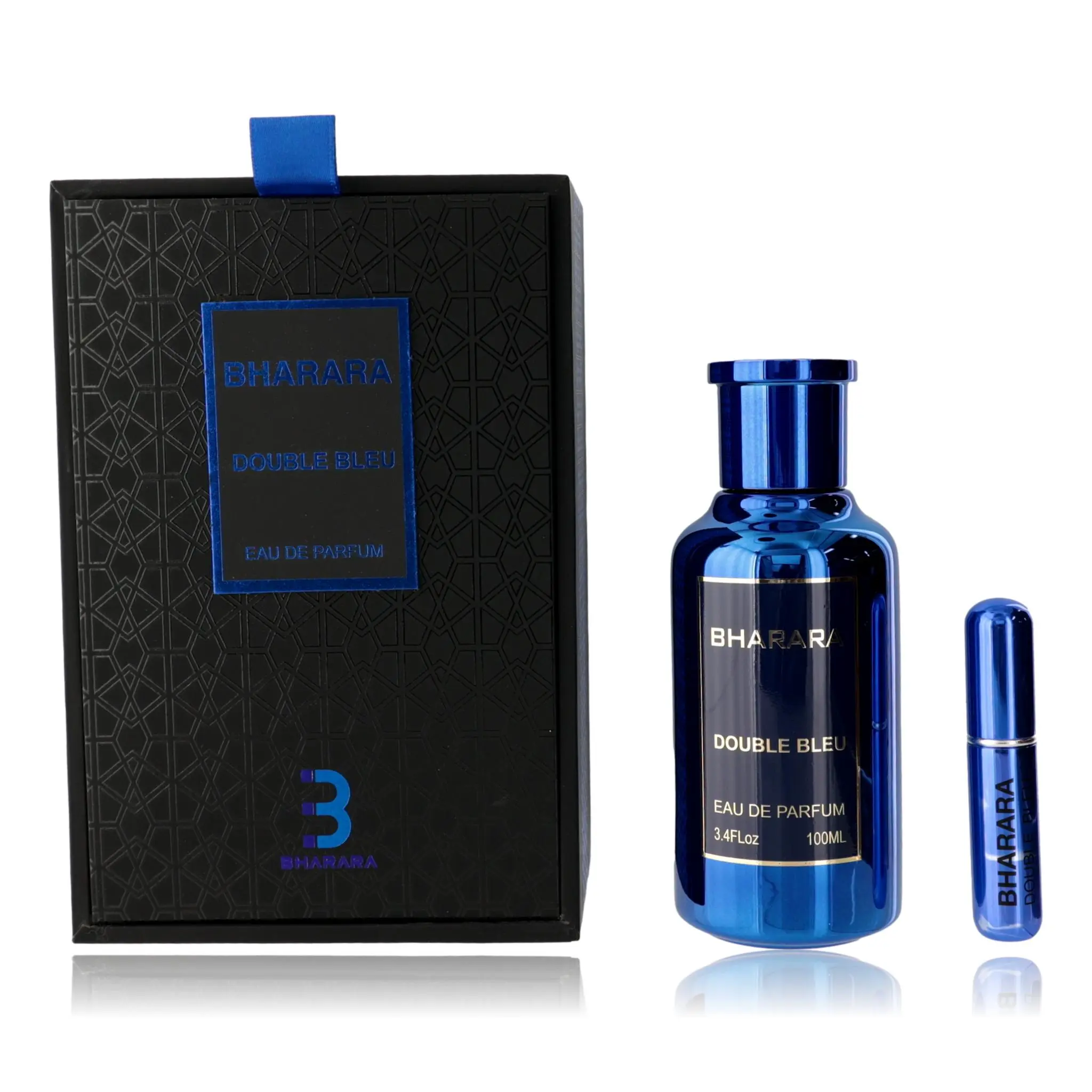 BHARARA Double Bleu Eau de Parfum, Long-Lasting Aromatic Floral Scent for Men, Fragrance Spray, 3.4 oz
