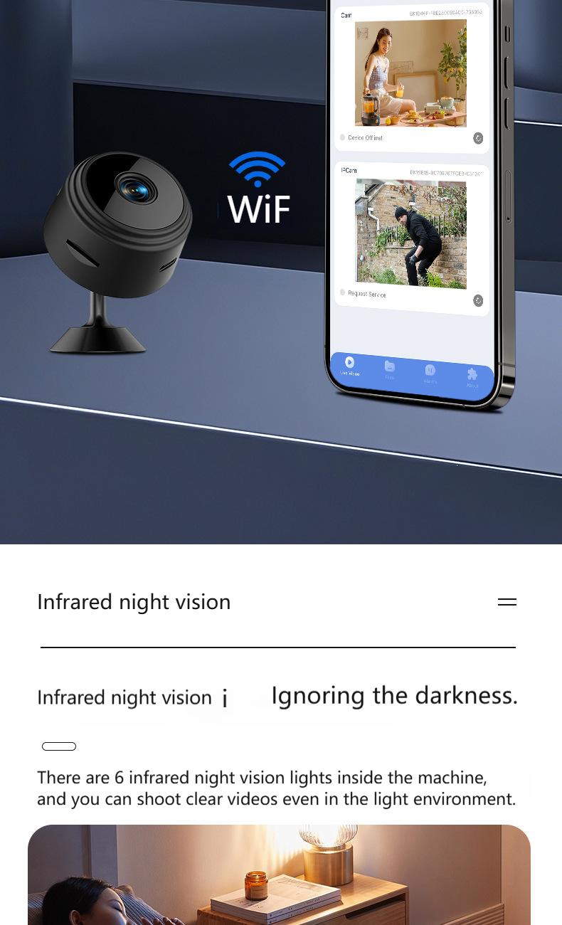Mini HD WiFi Wireless Remote Night Vision Camera / Night Vision Action Camera, Basic style wifi