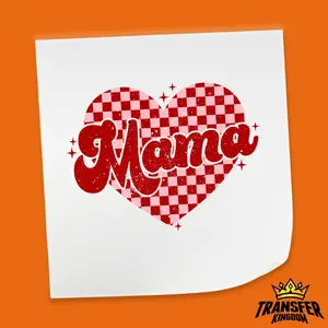 Retro Mama Heart Checkerboard - Mother's Day DTF Heat Transfer Sheet