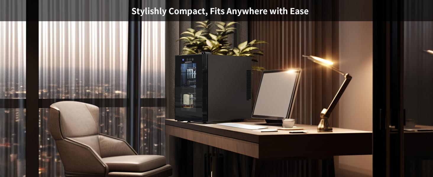 Wine Cooler Fridge, 8 Bottle Wine Chiller with Wine Rack/Lighting, Fast Cooling Thermoelectric Queit Wine Cabinet Cellar for Red White, Energy Efficient Gifts for Women Men