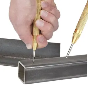 Center Punch Tool Set, Wood Hole Puncher, Automatic Center Plier, 5 Inch Spring Loaded Brass Drill Bit, Adjustable Force for Precision Use