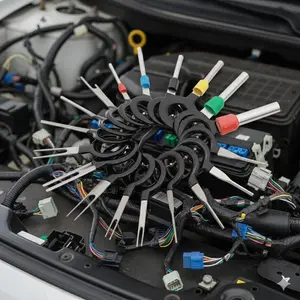 Automotive Electrical Tool Kit, Car tool kit, Hand Tools: Multifunction Stainless Terminal Pliers, Durable Pin Extractor, Wire Crimp Connectors for Audio Customization, Wiring Repair, Auto Repair Plug Disassembly Set