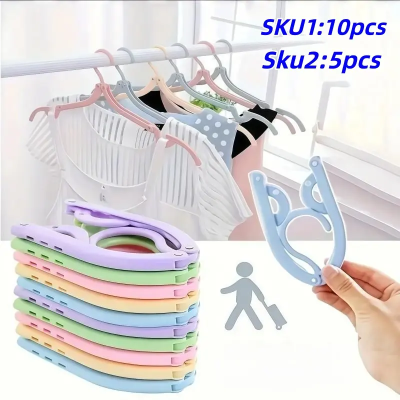 Portable Foldable Travel Clothes Hanger, Foldable Plastic Hangers, Folding Hangers, Space-Saving Design, Ideal for Home Closet Organization, Travel Luggage Carry, Folding Clothing Rack, Hanger Pack