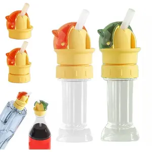 Kids Water Bottle Spout Conversion Cap with Straw, Reusable Children Beverage Water Bottle Straw Lid, Flip Top Universal Spout Lid Converter, Spill-Proof Replacement Top (All) bamboo straws Colorful Soda Can Lids Dual-Function Tumbler Organizer Rack