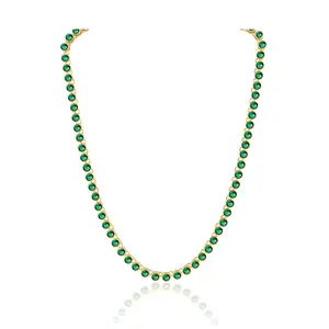 Bezel Tennis Necklace Emerald