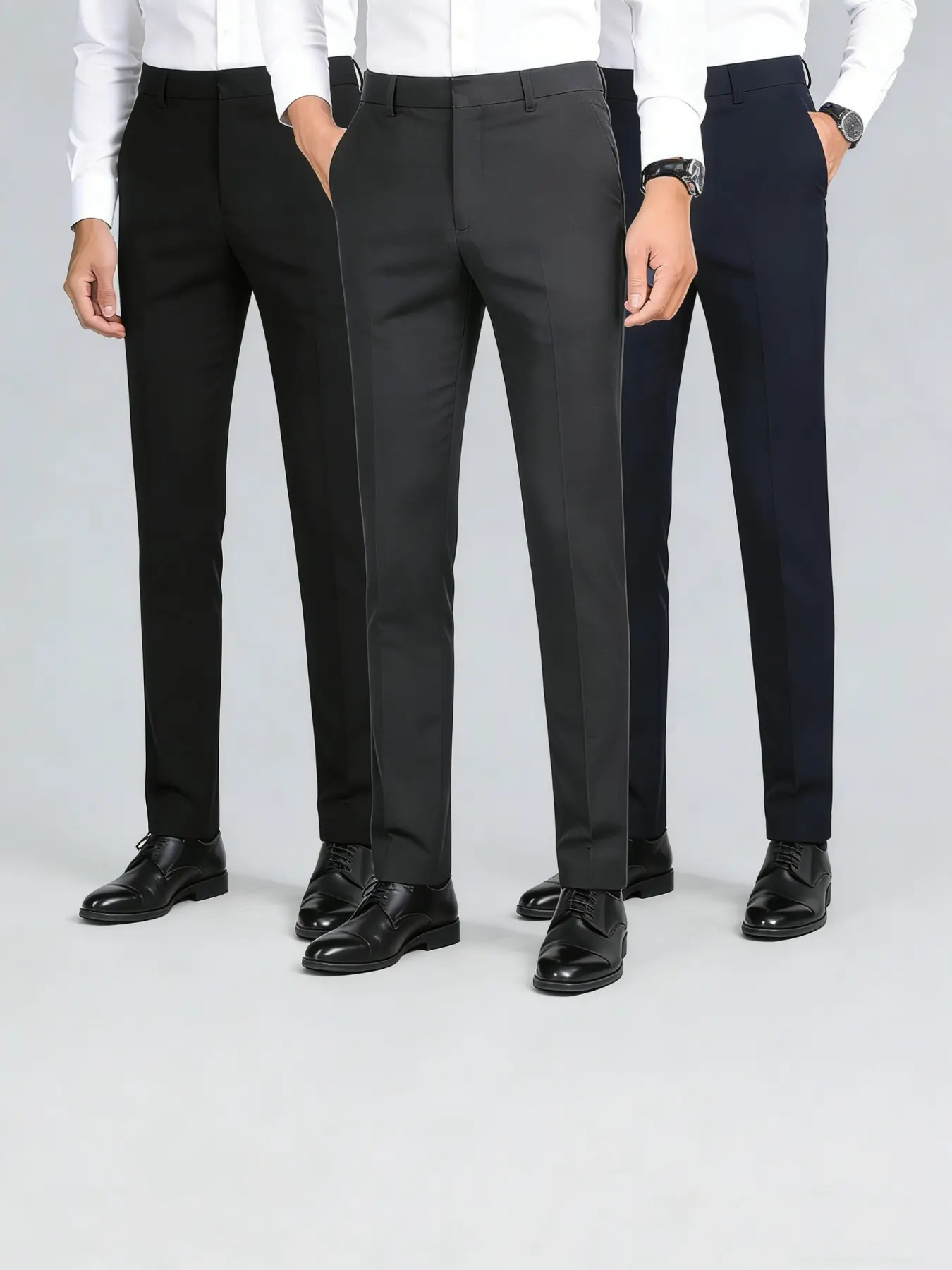 Three Pack, Men's Golf Pants, Golf Clothing, Casual Sports Pants, Outdoor Trousers, Polyester Spandex, Stretch Fabric, Athletic Stretchable, All-Season, Comfortable, Lightweight, Breathable, Breathable Activewear Bottoms