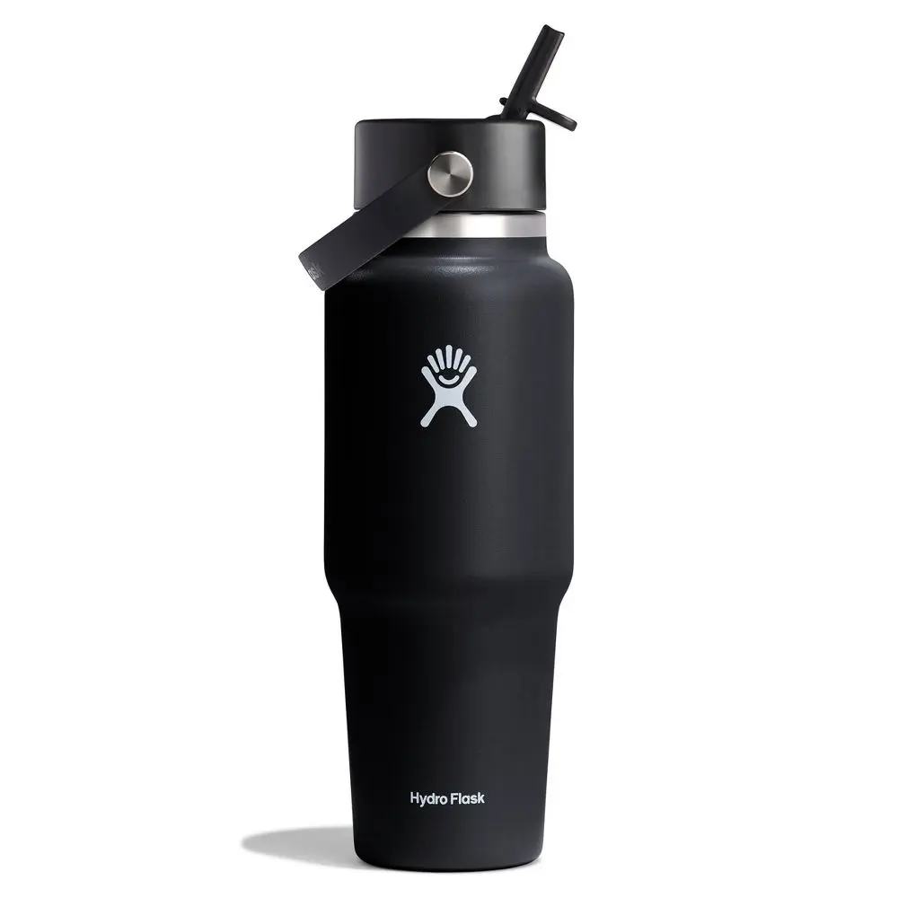 Hydro Flask 32oz Wide Mouth Flex Straw Travel Bottle - Black: Vacuum-Insulated BPA-Free