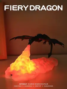 3D Printed Dragon Night Light for Kids, LED Breathing Lamp, USB Rechargeable Bedroom Decor Gift decoration party colorful ambient flame