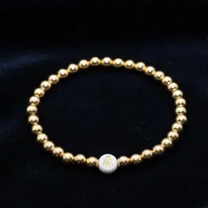 14K Gold Filled Adjustable Beaded Initial Bracelet (6mm) – Personalized Trendy Jewelry for Daily Use, Party & Birthday Gift | Exquisite All Match Bracelet
