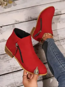 Women's new casual boots, Casual sporty boots, ankle boots, side zipper design, autumn and winter outdoor walking shoes, daily leisure occasions, a must-have for gifts