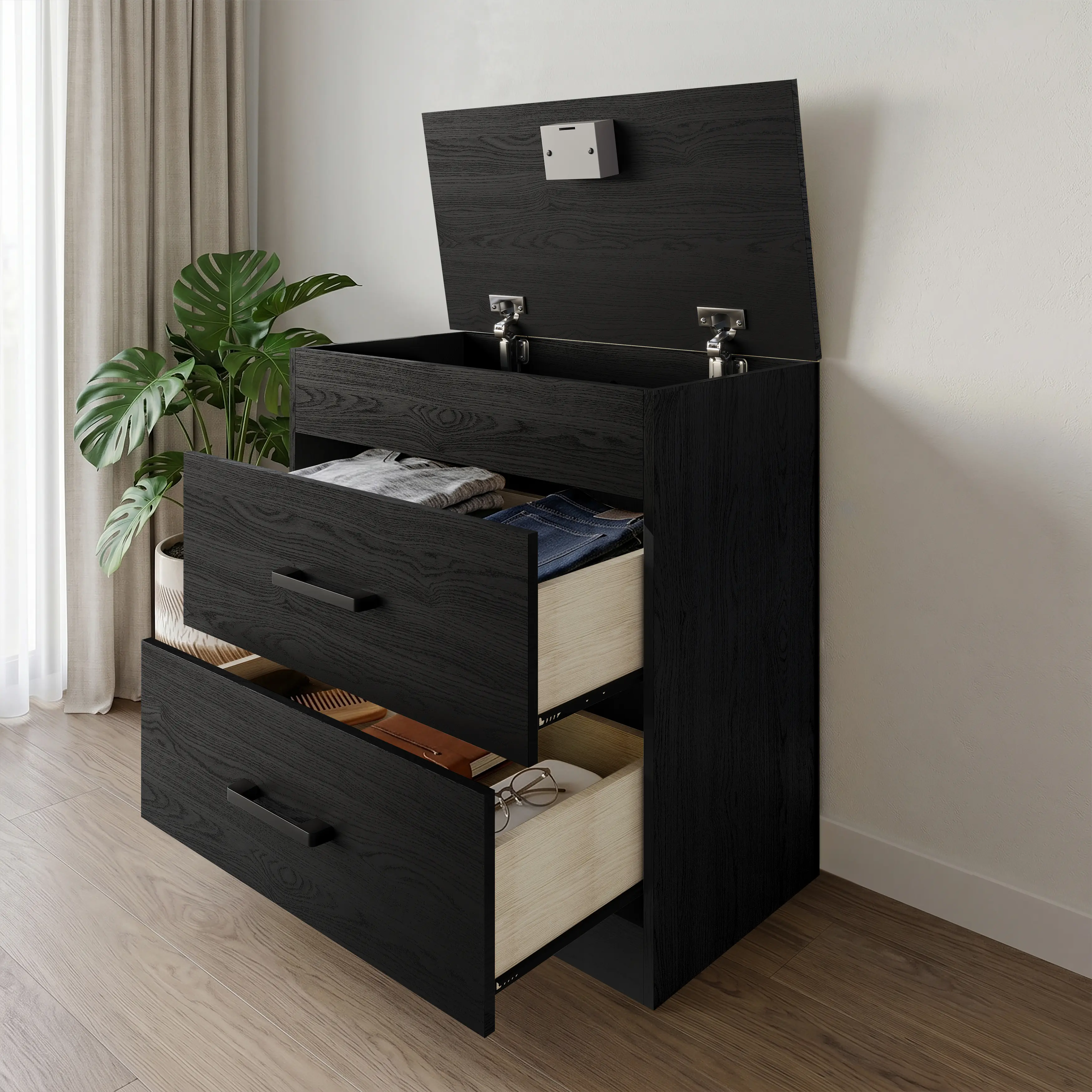Nightstand with RFID Lock and Hidden Storage