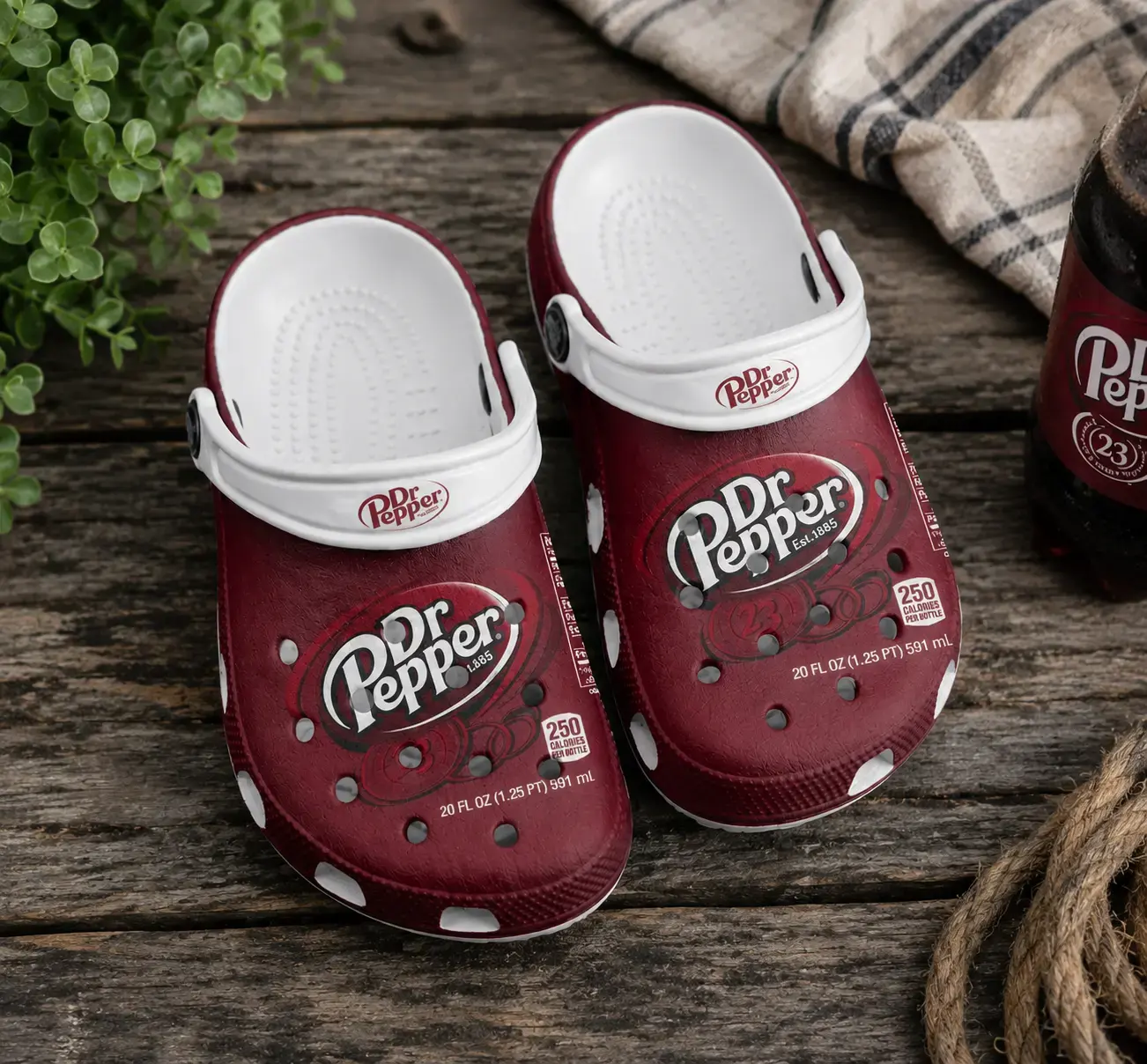 Retro Soda Clog Shoes, Vintage Red Drink Graphic Clogs, Classic Cola Inspired Slip-On Shoes, Casual Comfort Footwear for Women Men