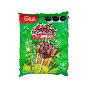 Vero Sandi Brochas Prendidas Spicy Watermelon Lollipop Sucker Treat Snack Mexican Candy, Artificially Flavored, Net Wt. 1.39 Pound, 40 Count Bag Dulces Mexicanos
