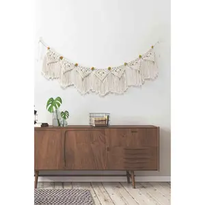 Bead Trim Macrame Fringe Wall Hanging