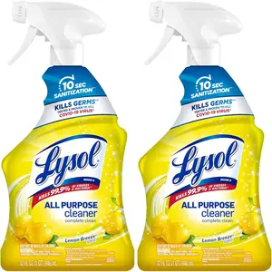 Lysol All-Purpose Cleaner, Sanitizing and Disinfecting Spray, to Clean and Deodorize, Lemon Breeze Scent, 32Oz, Pack of 2 RECAS