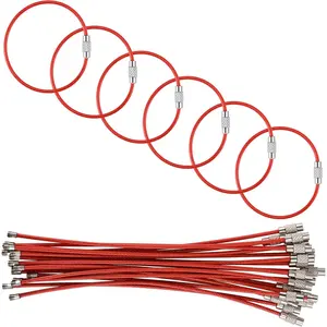 Red 5.9in/15cm Stainless Steel  ,Wire Diameter 2mm Metal Key Ring Loop Suitable for /Travel/Luggage Tag Holder/ID Tags/DIY Accessories,20 pieces