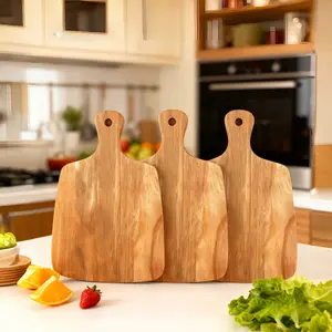 2/3PCS wooden cutting board, multifunctional cutting board, kitchen wooden slicing board. Wooden Kitchen Cutting Board Set - Square with Handle, Suitable for Meat, Fish, Vegetables, and Fruits, Dining and Home Table Boards, Wooden Chopping Board