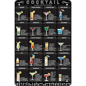 Cocktail Menu Retro Vintage Bar Metal Tin Sign Poster Ptyle Wall Art Pub Bar Decor 12x8 inches fashion 2025 Winter Landscape Canvas Artistic