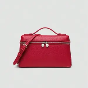 Litchi Textured PU Square Crossbody Bag,