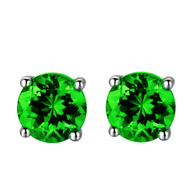 Green diamond earrings [white gold]