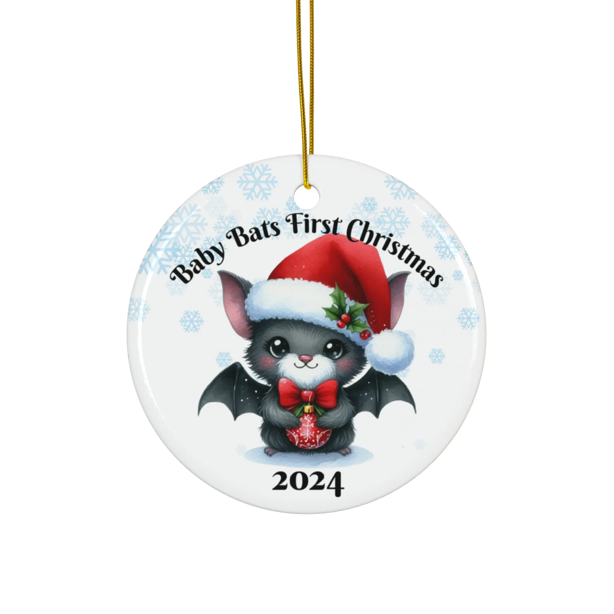 Ceramic Ornament, Spooky Bat Design, Halloween Decor, Creepmas Decoration, Goth Holiday Gift, Unique Christmas Ornament