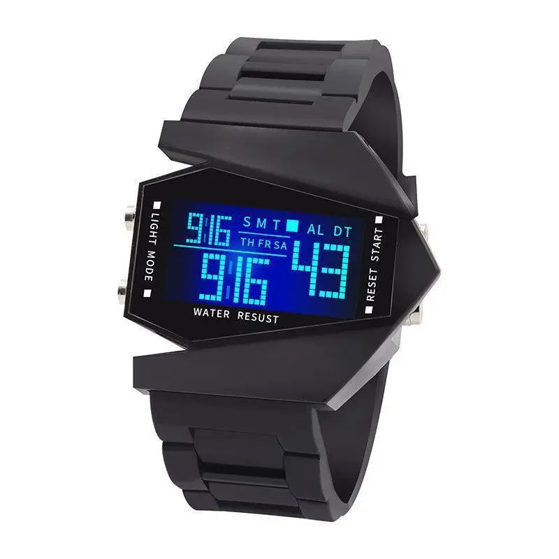 Airplane Shaped Digital Watch with Glowing Illuminated Display - Silicone Strap Fashion Accessory for Daily Wear for Kids & Adults, Led Illumination, Bright Leds, Creative Glow