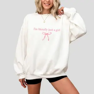 Funny Coquette Girly T-Shirt, I'm Literally Just a Girl Meme Sweatshirt, Cute Coquette Style Shirt, Playful Y2K Aesthetic, Girly Bow Graphic Tee and Sweater, Trendy Feminine Apparel, Perfect Gift for Her, Soft Coquette Meme Shirt