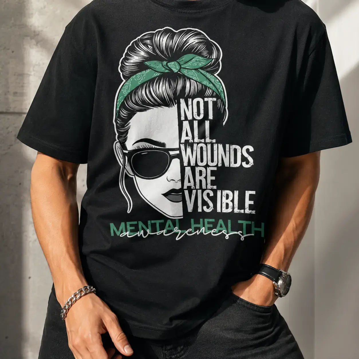 Not All Wounds Are Visible Vintage Graphic Tee, Unisex Mental Health Awareness Streetwear