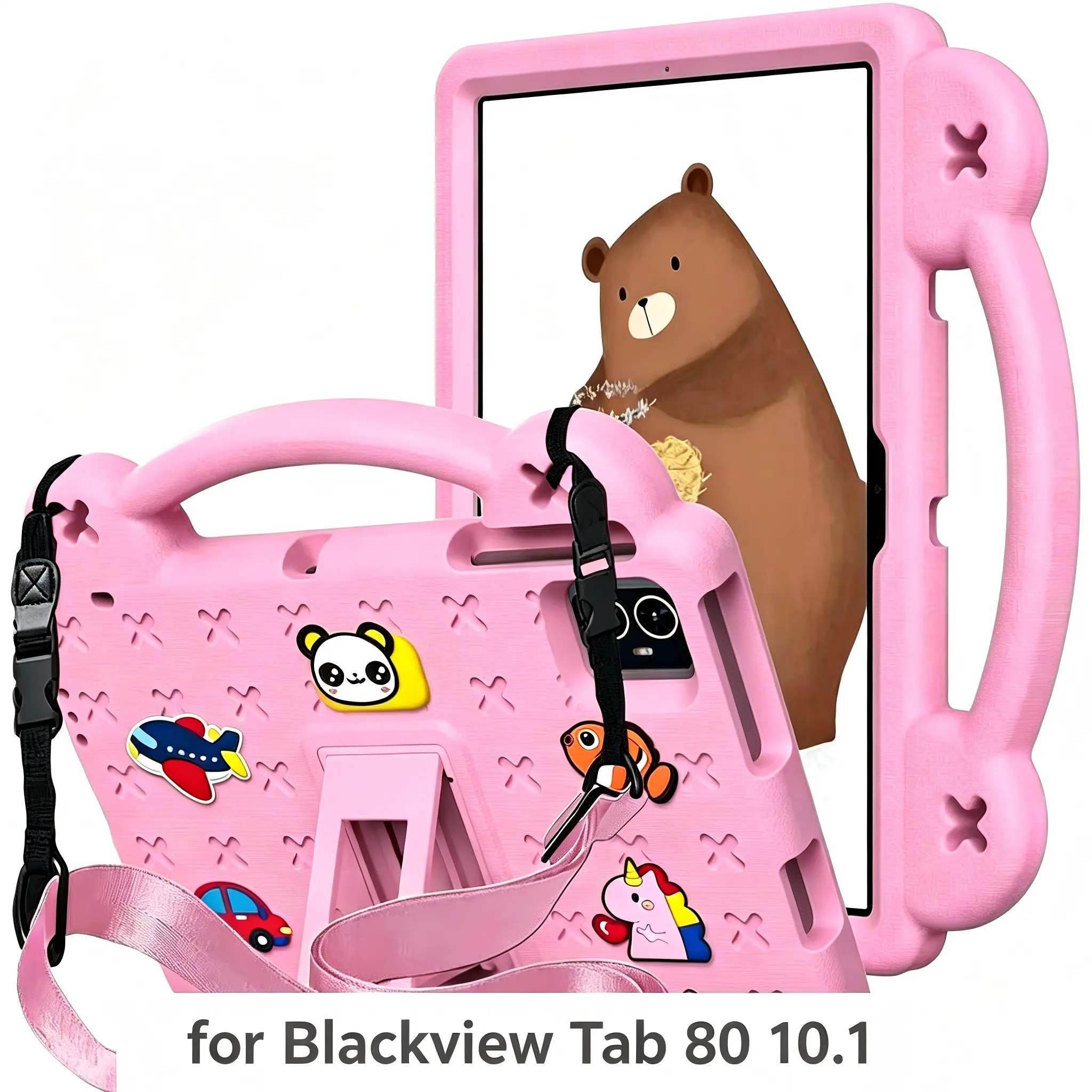 Case for Blackview Tab 80 10.1 Inch Tablet EVA Shockproof - Smart Tablet Accessory with Foldable Kickstand, Handle, Detachable Adjustable Strap, Ideal for Students, Parents, Protection Accessories, Smart Tablet Accessories kids
