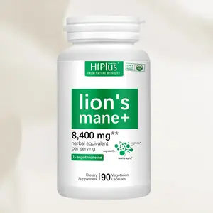 HiPlus Organic Lion’s Mane Mushroom Supplements Capsules | Supports brain function, energy, and immune health | Non-GMO, vegan, no additives | 90 vegetarian capsules Healthcare