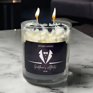 Gentlemen’s Atlantis Candle – Father’s Day Gift for Dad | Masculine Gray Soy Candle with Mustache & Top Hat | Atlantis Scent | Gift for Him, Husband, or New Dad | Clean-Burning Handmade Candle | Sugar Candle | Office or Man Cave Decor