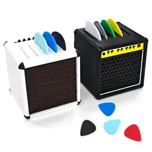 Guitar Pick Holder Desktop Decor for Guitarists, Holds 5 Picks Each, Miniature Amplifier Case, Music Gift for Hobbyists