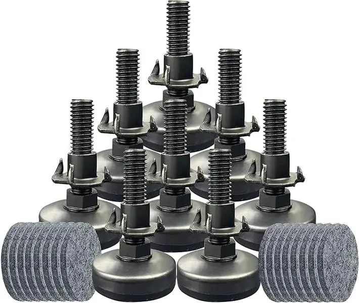 8 Pack Adjustable Leveling Feet Furniture Levelers Table Feet Heavy Duty Leg Levelers for Cabinets Sofa Tables Chairs(Support 1320LBs, T-Nut Kit 3/8-16 Thread, Large Base,Black)