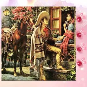 5D DIY Full Drill Round Diamond Painting - Diamond Art Kit Horses, Mexicans, Flowers Mosaic, Canvas - DIY Decorative Painting, Home Wall Decor, Suitable for Halloween and Christmas, Birthday and Anniversary Gifts, Diamond Painting Kits