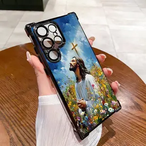 Jesus Clear Protective Four Comers Air Cushion Anti-drop CellPhone Case Clear Phone Case For SAMSUNG GALAXY S22 S23 S24 S25 FE ULTRA PLUS Four Corners Cases 195-07