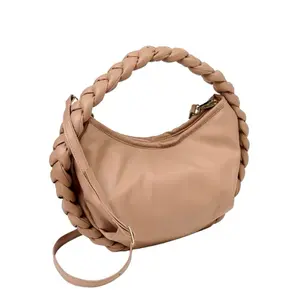 MADDEN GIRL Braided Detail Handbag-NWT - Beige Leather Style with Braided Handles and Adjustable Strap