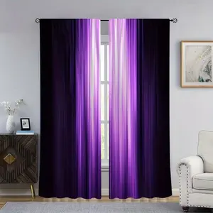 Gradient Print Curtains Set, Home Decoration Curtain, Fashionable Rod Pocket Window Drapes for Bedroom & Living Room, Comfortable Atmosphere, Easy Installation