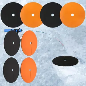 4-Pack Ice Fishing Hole Covers - 12" Insulated Lid for Ice Fish Tip Ups - Essential Winter Fishing Accessories for Fish Houses, Easy to Use and Durable.Black+Orange