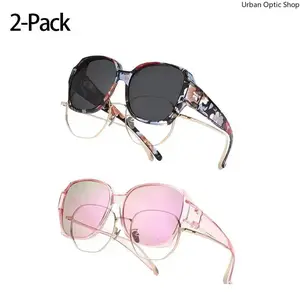 XUH 2-Pack Oversized Polarized Fit Over Sunglasses, Stylish Unisex Geometric Angular Frame, UV400 Anti-Glare Lightweight Flexible Eyewear for Prescription Glasses, Men's Sunglasses & Women's Accessories, Outdoor Use,summervibes