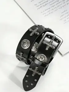 Vintage Snake Skin Belt with Needle Buckle, Korean Trendy Rivet Decorated Belt, Casual Belt, Unique Fashion Accessory