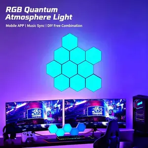 RGB Honeycomb Quantum Light, LED Atmosphere Lamp, APP-Controlled Rhythm, DIY Puzzle, Gaming Room Bedroom Wall Decor Light