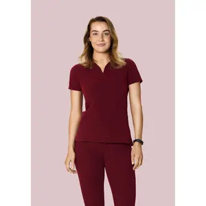Curved V-Neck Top Wine