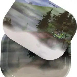 Quality Detail Road Trip 7 x 5 Inch Metal Tray with Magnetic Lid, For On The Go, ( Food Container Set Plates Snacks Candy )