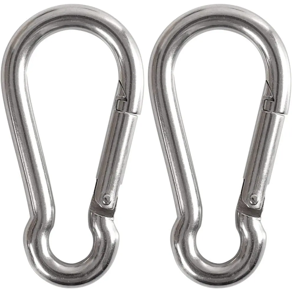 Unisex Adults' 3.5''/9cm Heavy Duty Stainless Steel Carabiners (700lb/320kg Capacity) with Anti-Rust Coat, Spring Action Snap Hooks, Indoor/Outdoor All Seasons Use (Pack of 2), Camping, Hiking