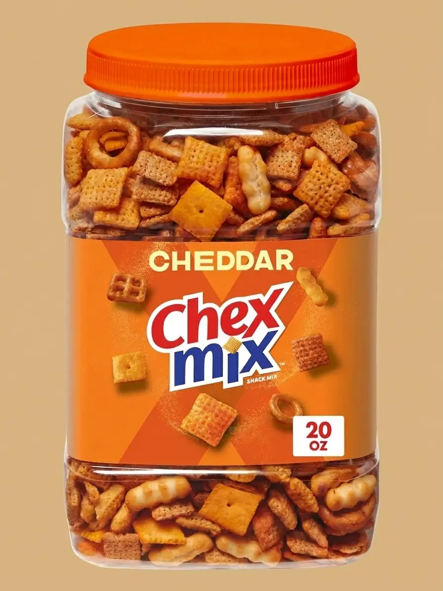 Chex Mix Cheddar Savory Snack Mix 20 oz Resealable Tub Crunchy Cheese Pretzels For Office Party Movie Night Snack