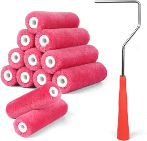 Mohair  Roller 4 Inch,12 Pack Small  Roller Kit with Frame,Lint-Free & Shed-Resistant,Ideal for Painting, Door,,Cabinets,Corners and Walls