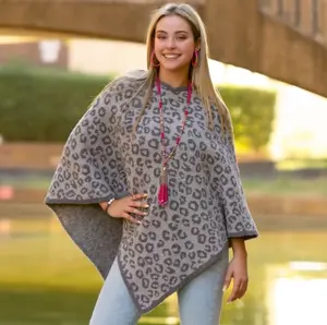 Grey Leopard Poncho *Final Sale*