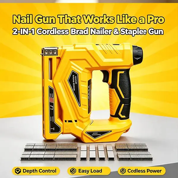 2-in-1 Cordless Brad Nailer & Narrow Crown Stapler, Compact Form Cordless Power Tool Compatible with Dewalt 20V MAX Battery, Depth Adjust Nail Gun with Safety Lock for Woodworking DIY, Wood Trim, Workshop Use campingessentials