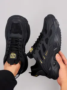 Men's Trendy Low-Top Laced Casual Sneakers, Comfortable Running Shoes, Sporty Running Shoes, Fashionable Versatile Daily Wear, Patchwork Lacing Design, Men's Athletic Shoes, Sports Shoe